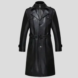 Men’s Sheepskin Leather Trench Coat – Long Winter Classic