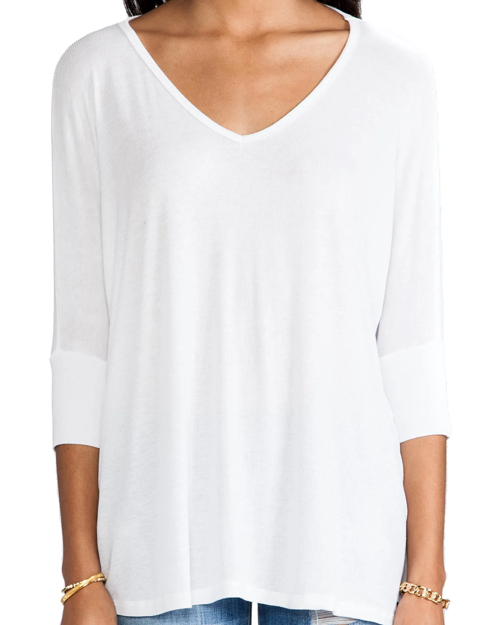 Michael Lauren Dylan 3/4 V-Neck Draped Tee