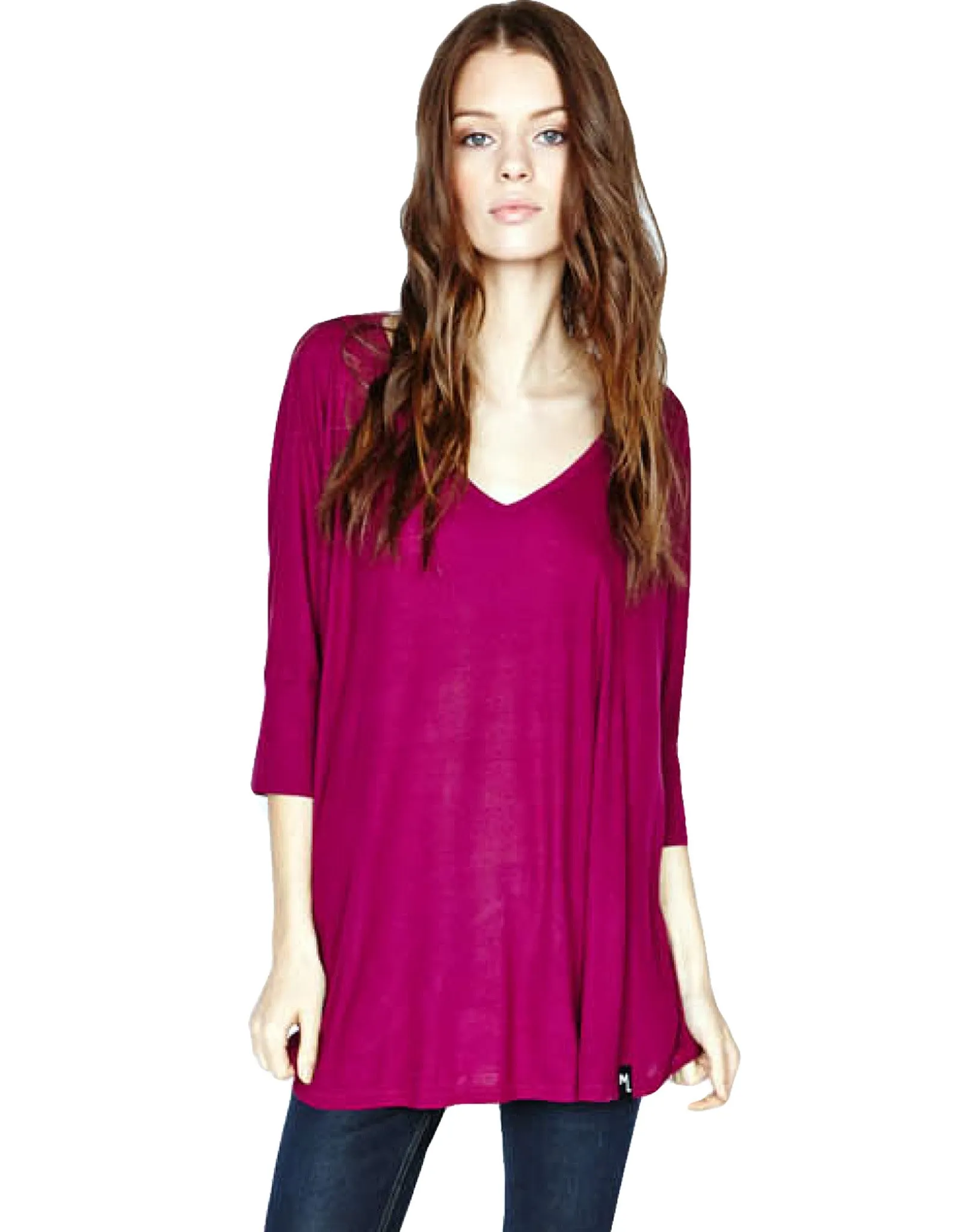Michael Lauren Dylan 3/4 V-Neck Draped Tee