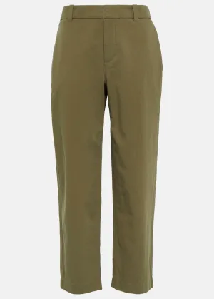 Mid Rise Washed Crop Pant (Olive)