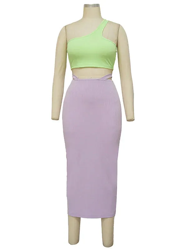 Momnfancy 2-in-1 Oblique Shoulder Irregular Fashion Bodycon Baby Shower Maternity Midi Dress