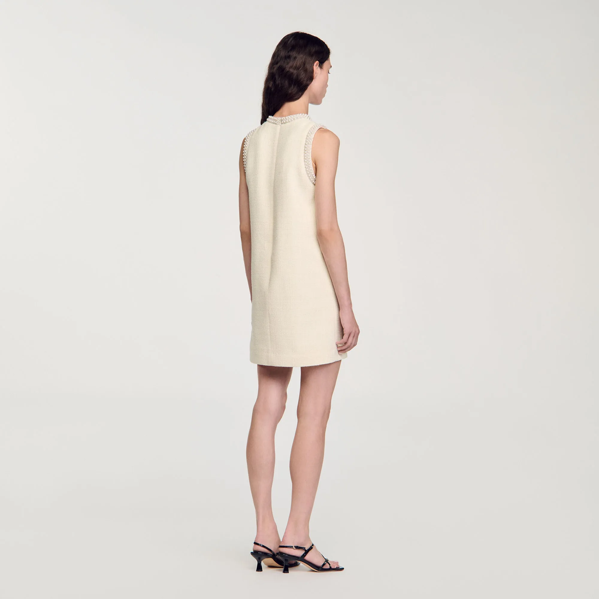 Morane Short Beaded Dress Ecru