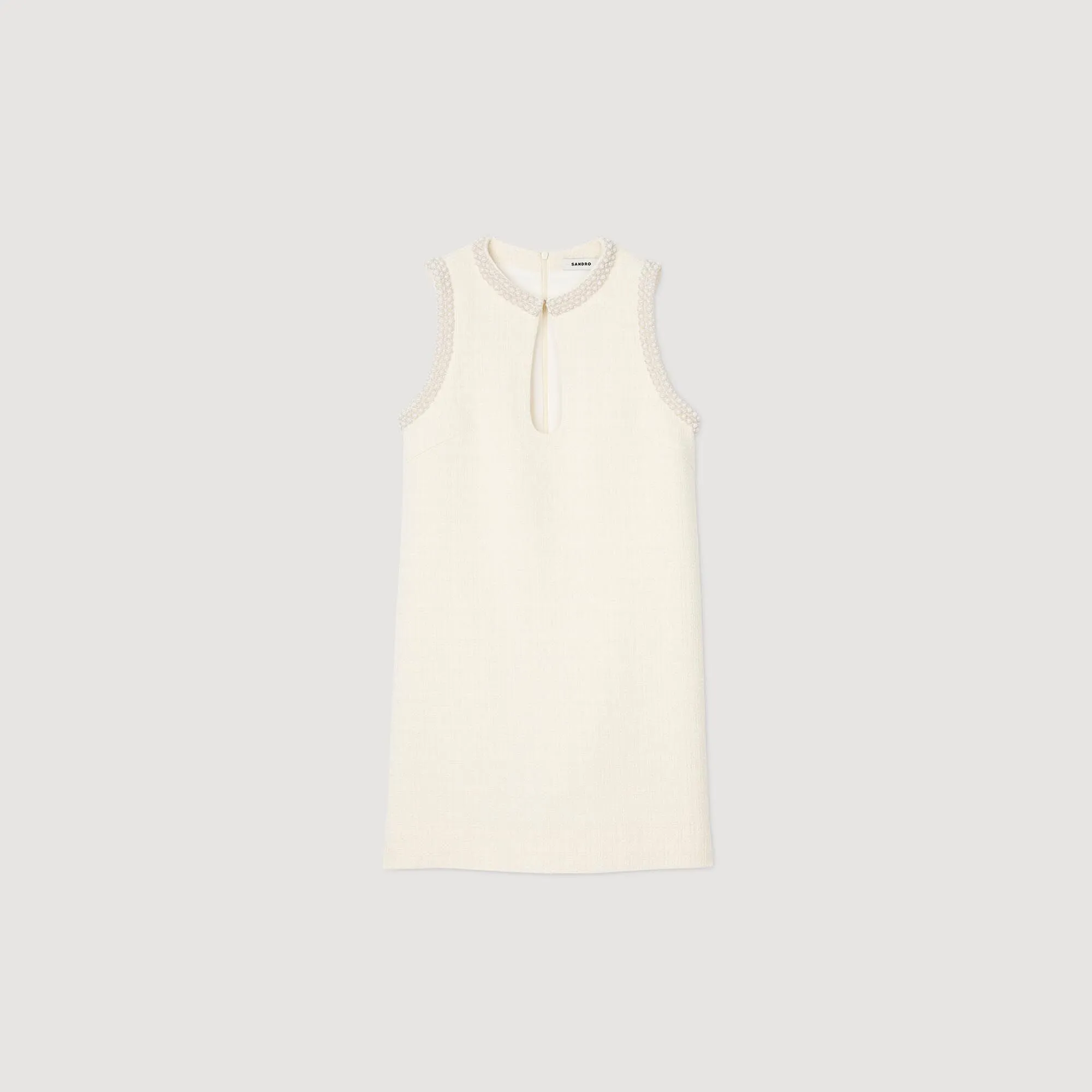 Morane Short Beaded Dress Ecru