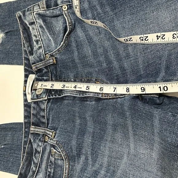Moussy Womens Size 26 Distressed Mid Rise Cropped Raw Hem Jeans Pants Blue Denim