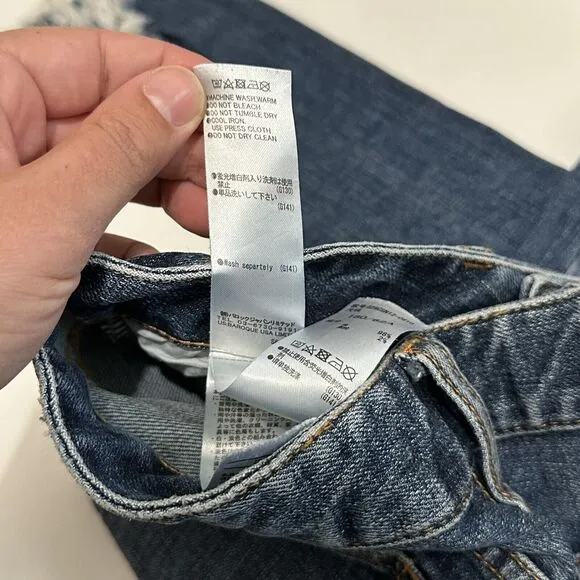 Moussy Womens Size 26 Distressed Mid Rise Cropped Raw Hem Jeans Pants Blue Denim