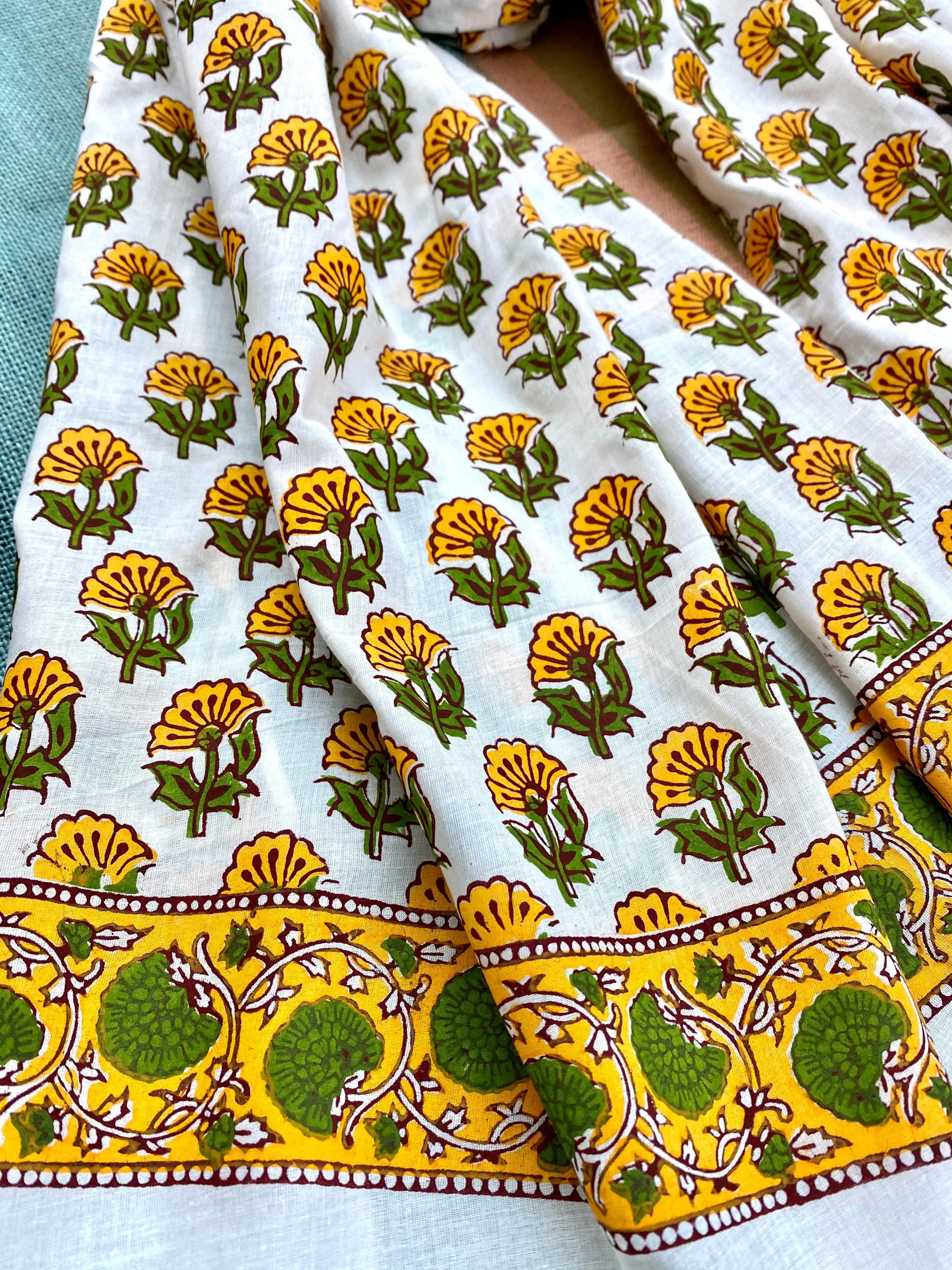 Mustard Magic Block Printed Muslin Scarf
