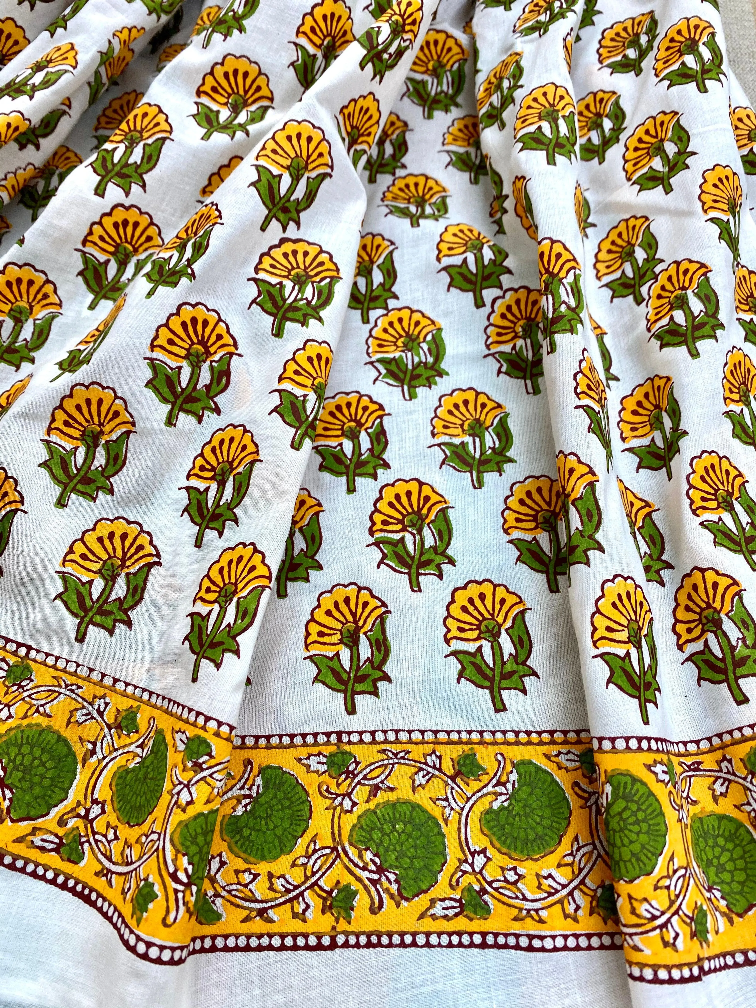 Mustard Magic Block Printed Muslin Scarf