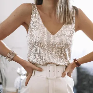 Natasha | Sparkling Sequins Top Glamorous Party Style