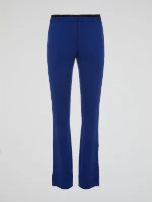 Navy High-Waist Flared Pants