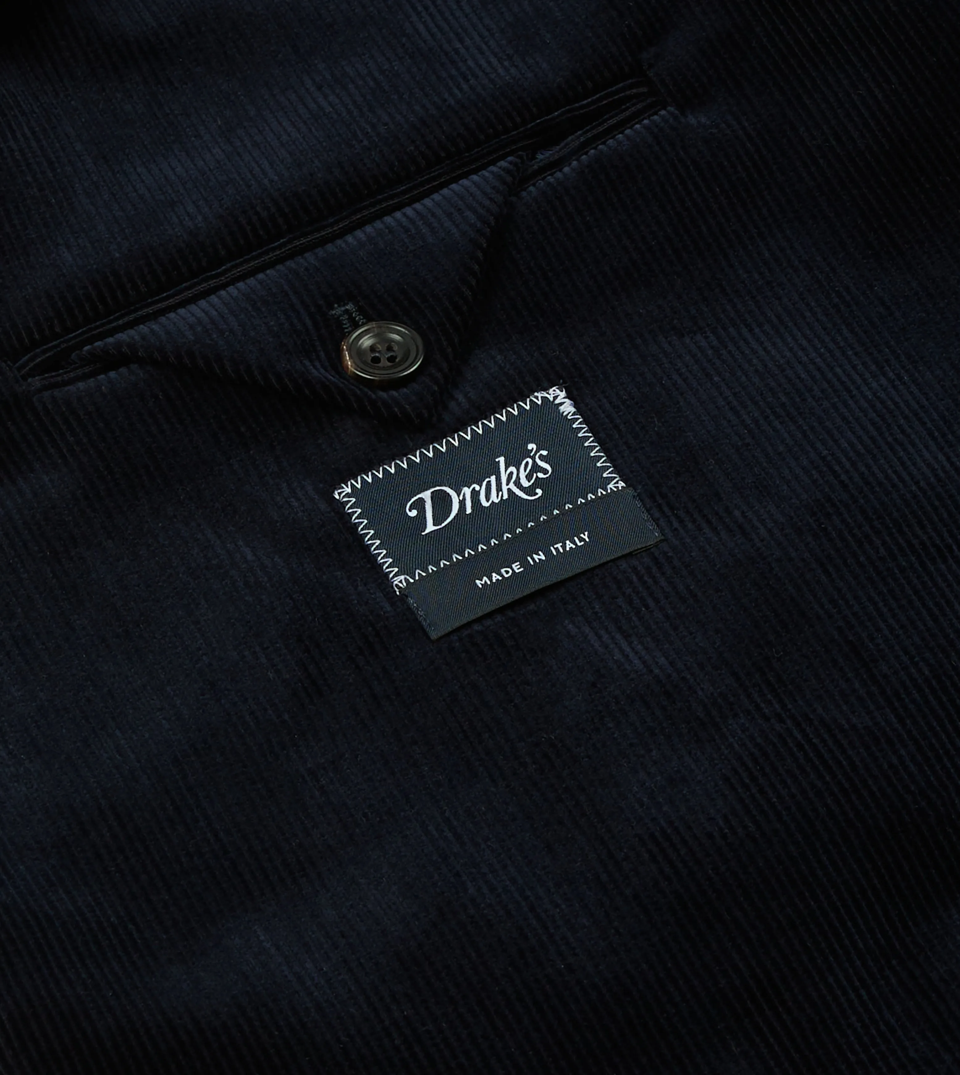 Navy Mid-Wale Cotton Corduroy Tailored Jacket