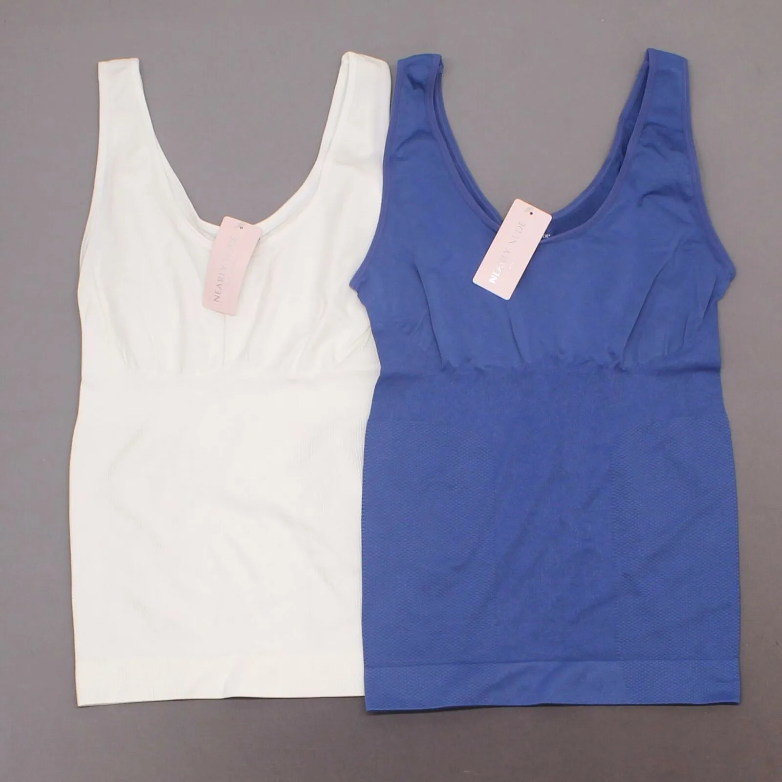 Nearly Nude 2 Pack Plus Seamless Shaping Tank Tops White / Blue 2X