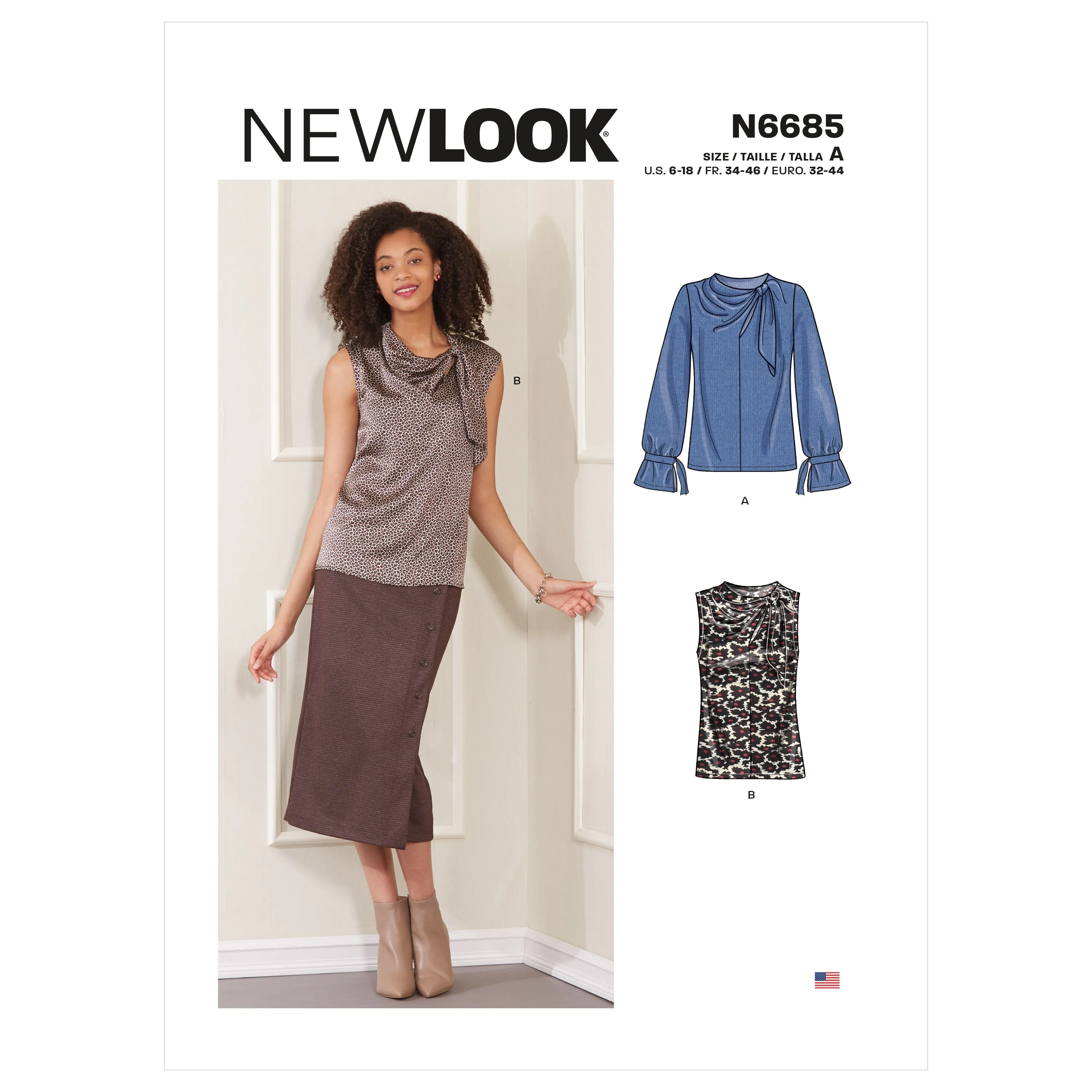 Newlook Pattern N6685 Misses' Sleeveless Or Long-sleeved Tops