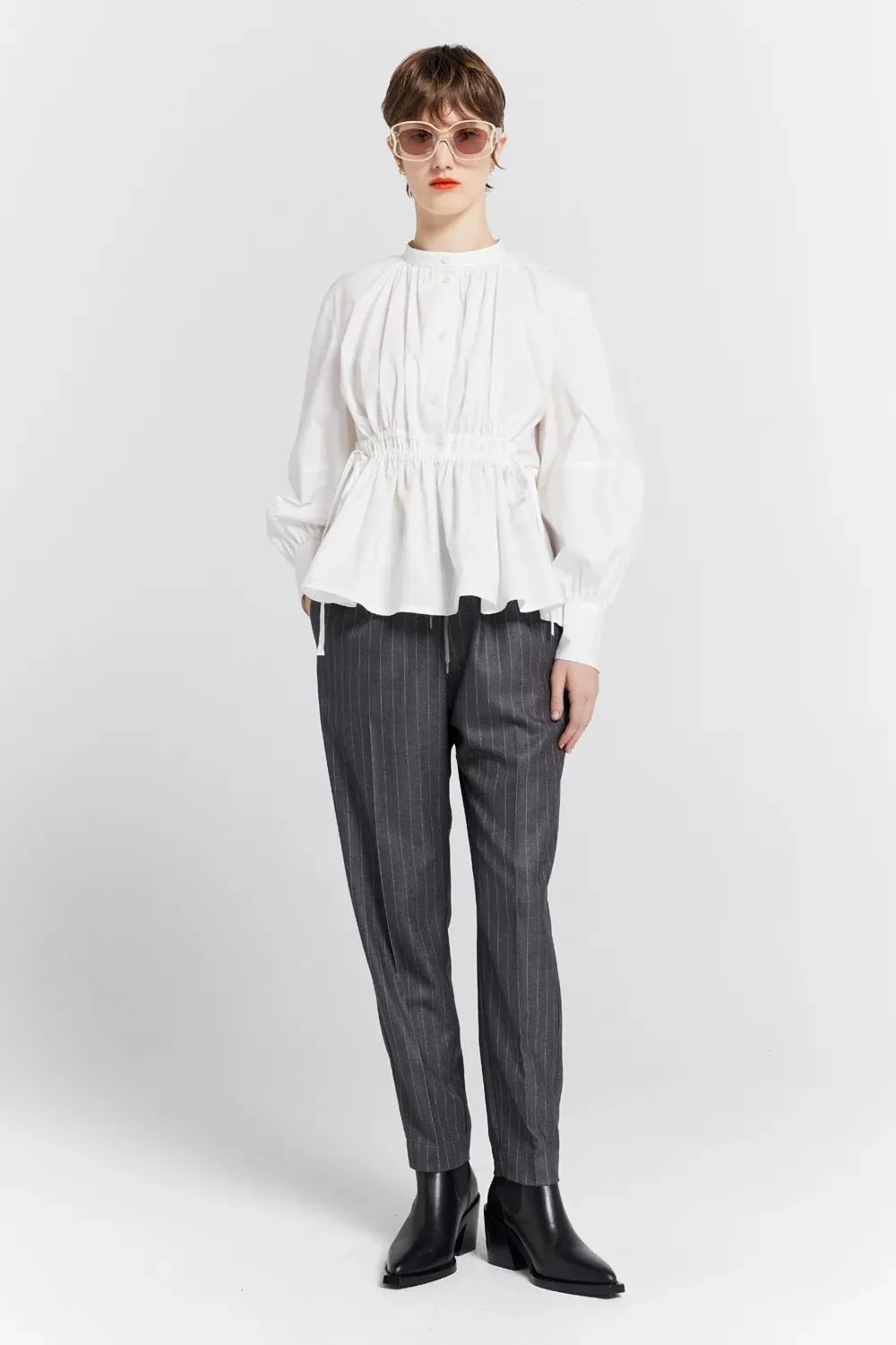 Nico Trousers | Fine Pinstripe Charcoal