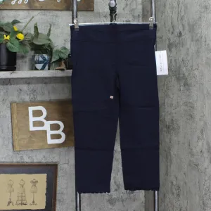 Nina Leonard Womens Pull-On Scallop-Hem Cropped Pants 660168 Navy Blue S