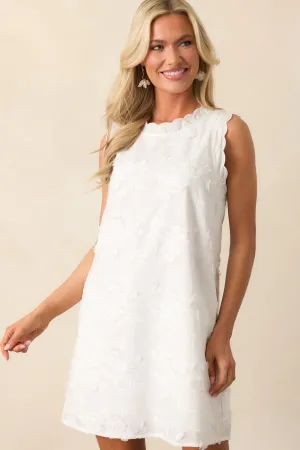 No Comparison Ivory Floral Embroidered Mini Shift Dress