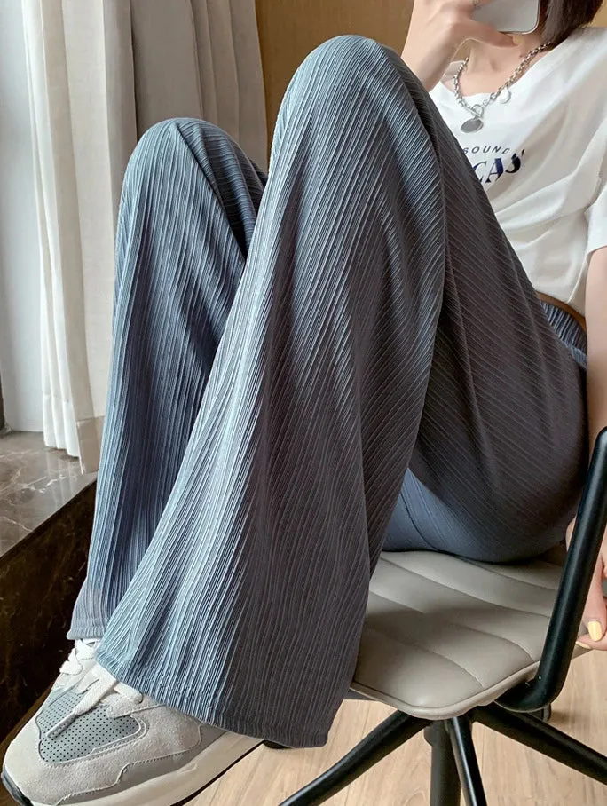 Obsidian Phoenix Ice Silk Wide-Leg Pants