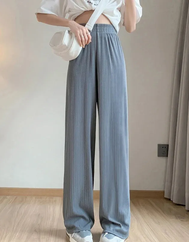 Obsidian Phoenix Ice Silk Wide-Leg Pants