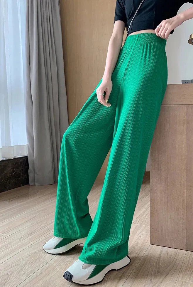 Obsidian Phoenix Ice Silk Wide-Leg Pants
