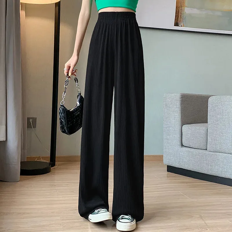 Obsidian Phoenix Ice Silk Wide-Leg Pants