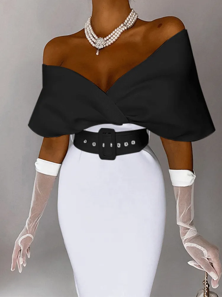 Off Shoulder Bodycon Midi Dress