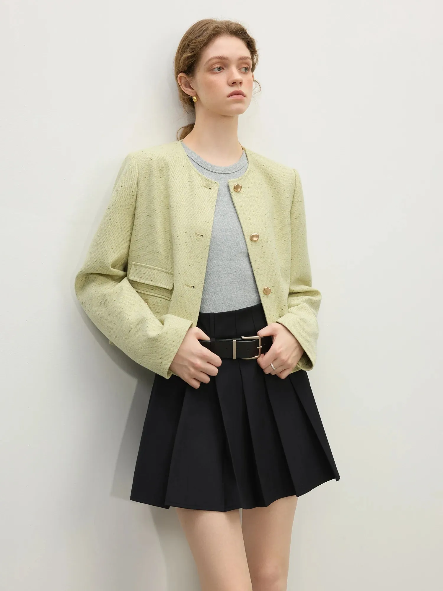 Office Lady Tweed Beige Jackets