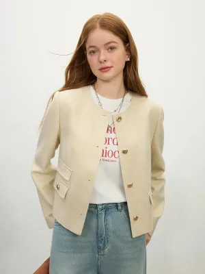 Office Lady Tweed Beige Jackets