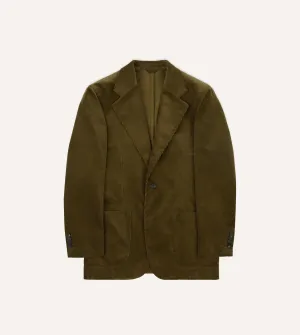 Olive Green Mid-Wale Cotton Corduroy Tailored Jacket