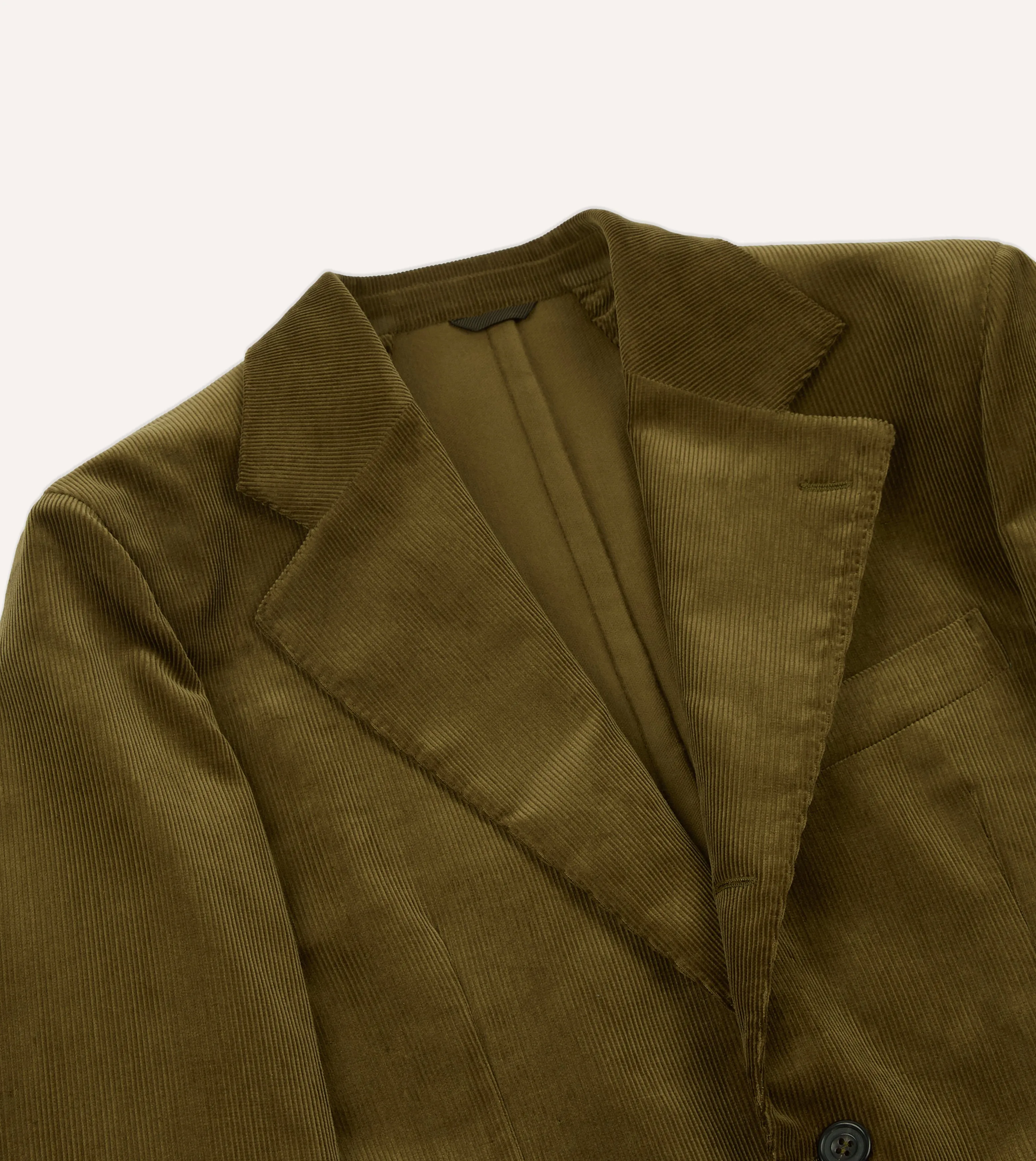 Olive Green Mid-Wale Cotton Corduroy Tailored Jacket