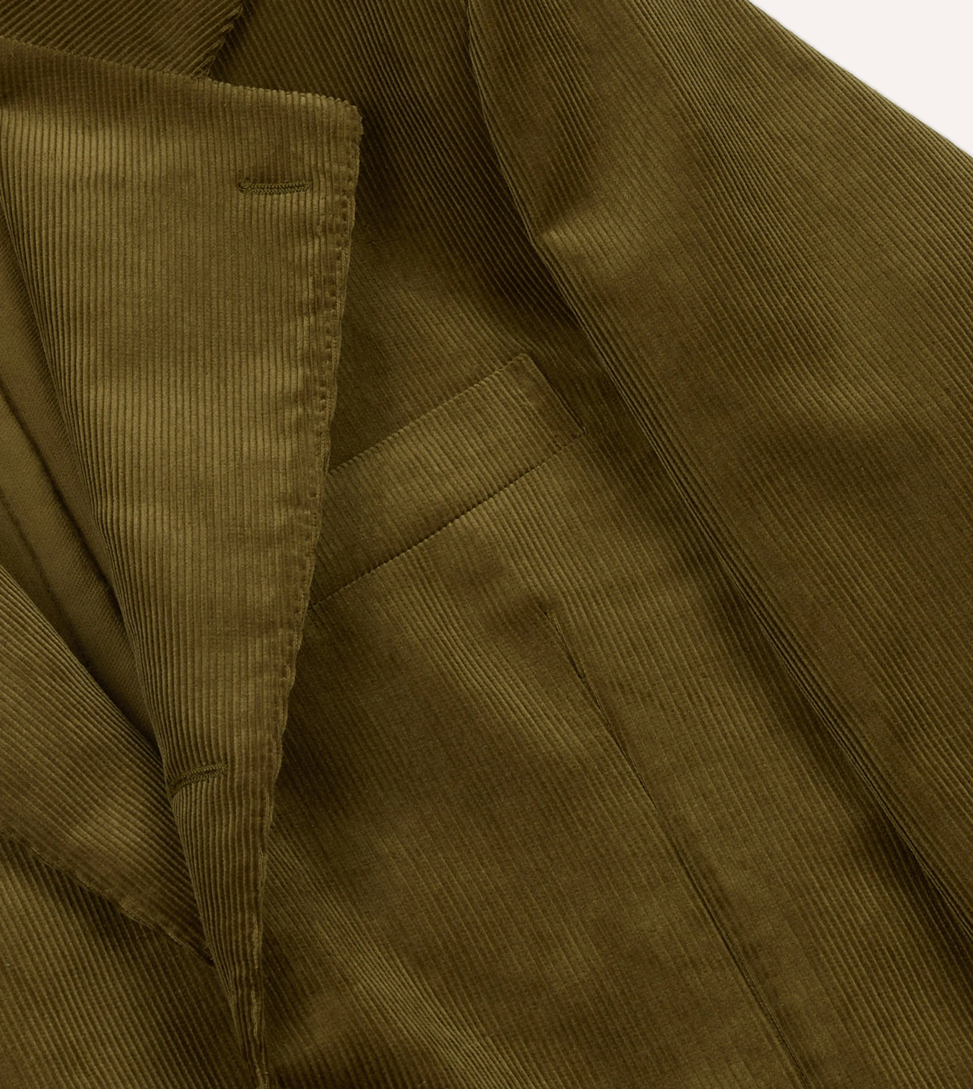 Olive Green Mid-Wale Cotton Corduroy Tailored Jacket