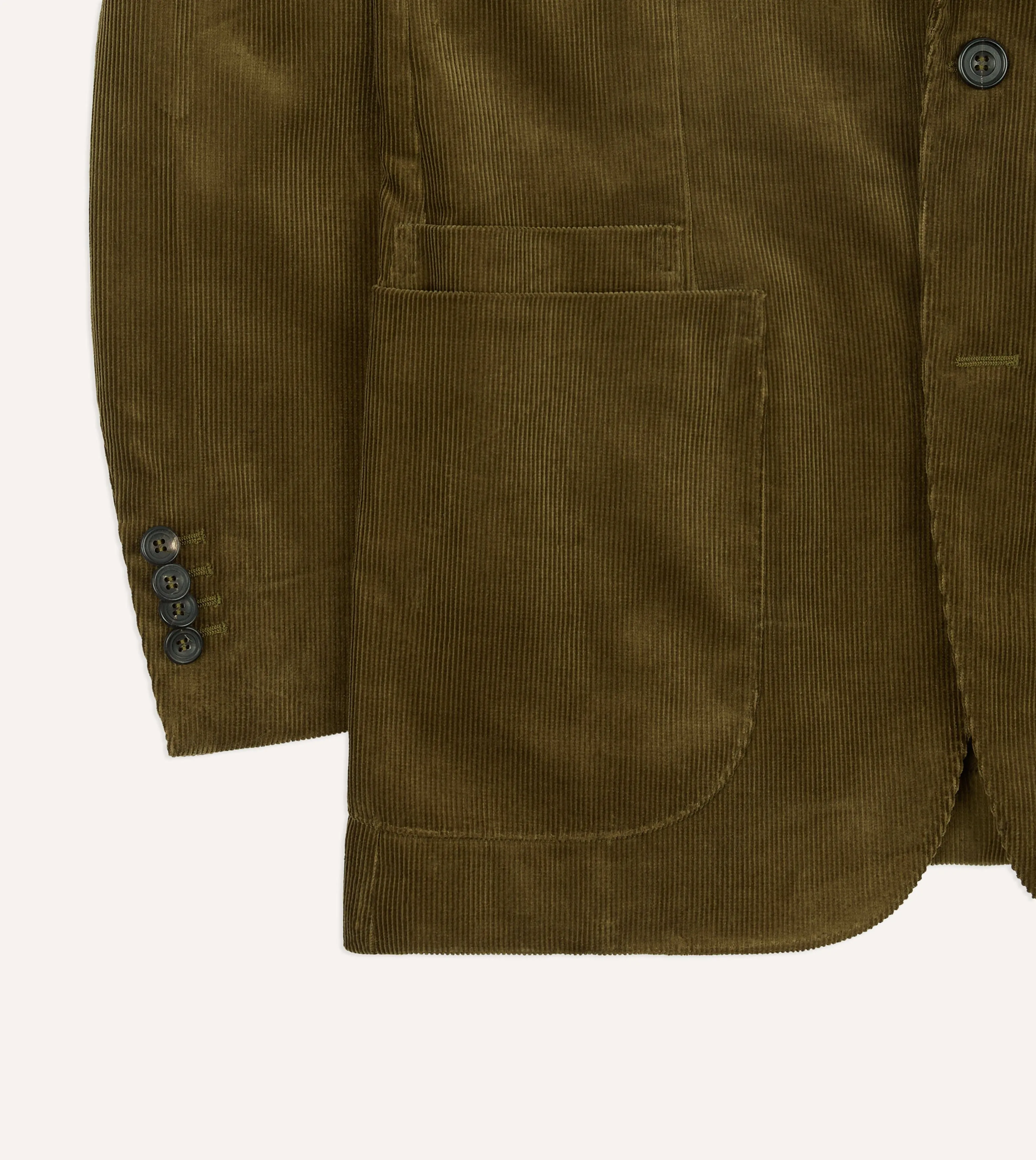 Olive Green Mid-Wale Cotton Corduroy Tailored Jacket