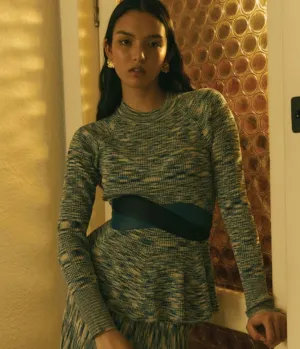 Oncewas II HARMONY Space Dye Peplum Knit Top
