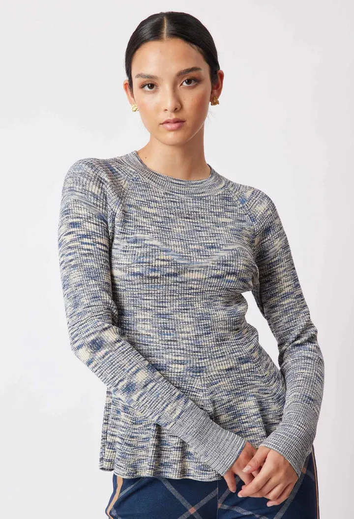 Oncewas II HARMONY Space Dye Peplum Knit Top