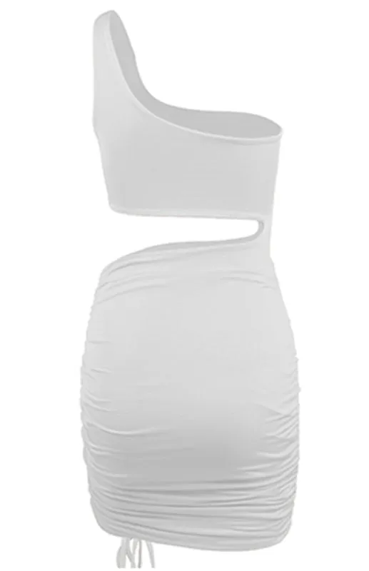 One-Shoulder Mini Dress with Cut-Out and Lace-Up Design