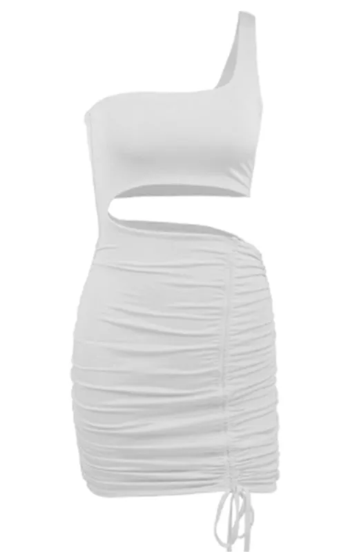 One-Shoulder Mini Dress with Cut-Out and Lace-Up Design