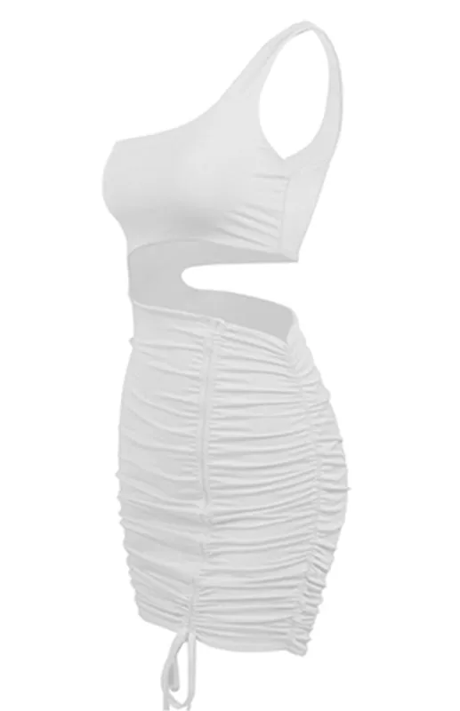 One-Shoulder Mini Dress with Cut-Out and Lace-Up Design
