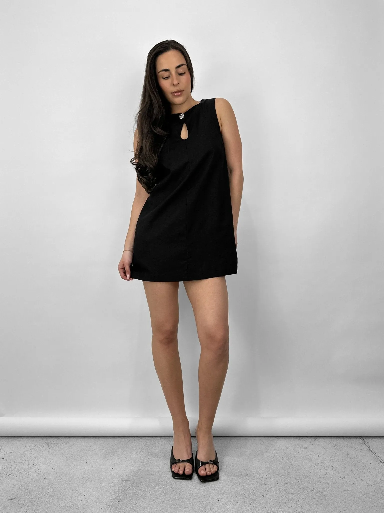 Organic Button Keyhole Shift Dress