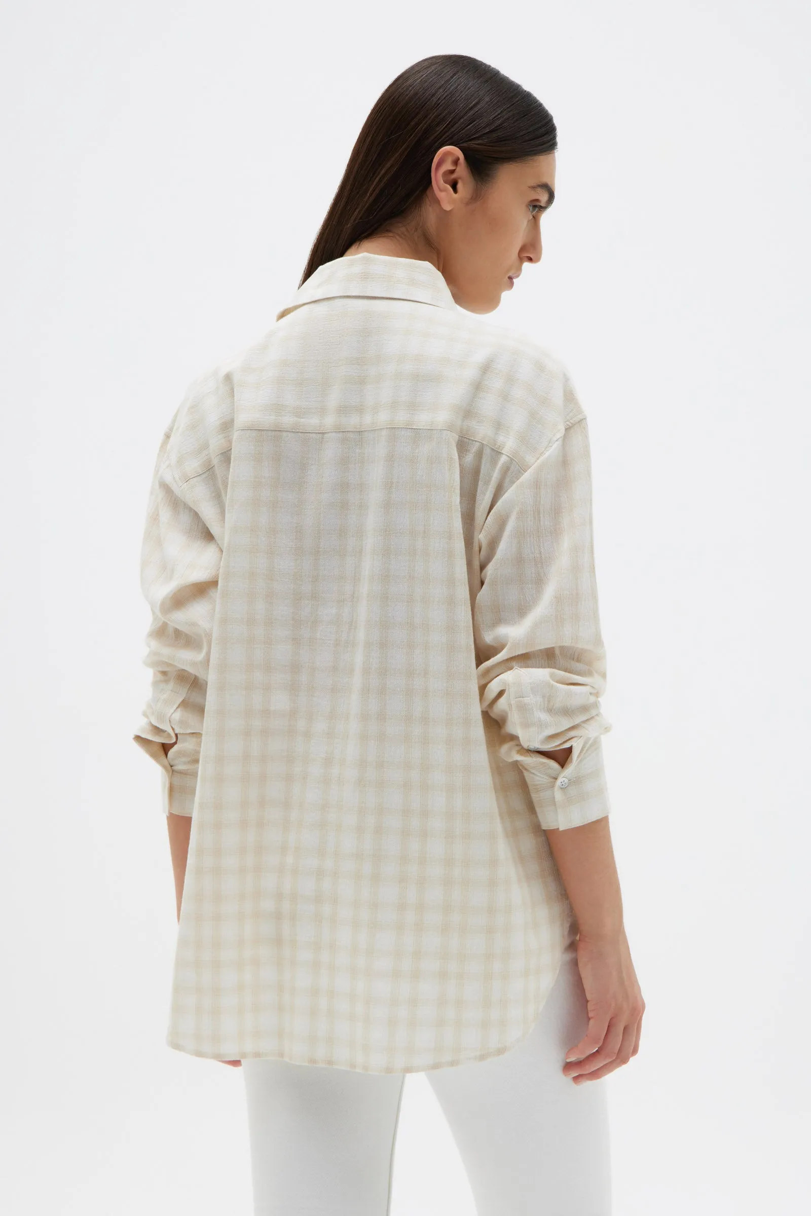 Oversized Check Shirt Stone