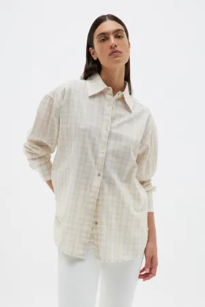 Oversized Check Shirt Stone