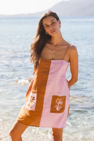 Palmeo Shift Dress- Brown/ Pink - Palm Collective