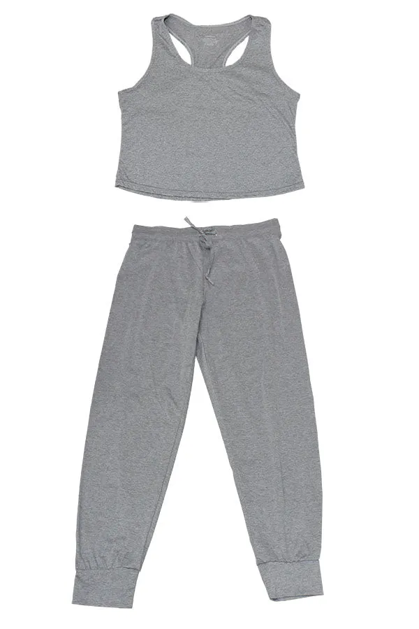 PB3051 6 Piece Cropped Racerback & Jogger Pants, Soft and Stretchy 2-Piece Pajama Set