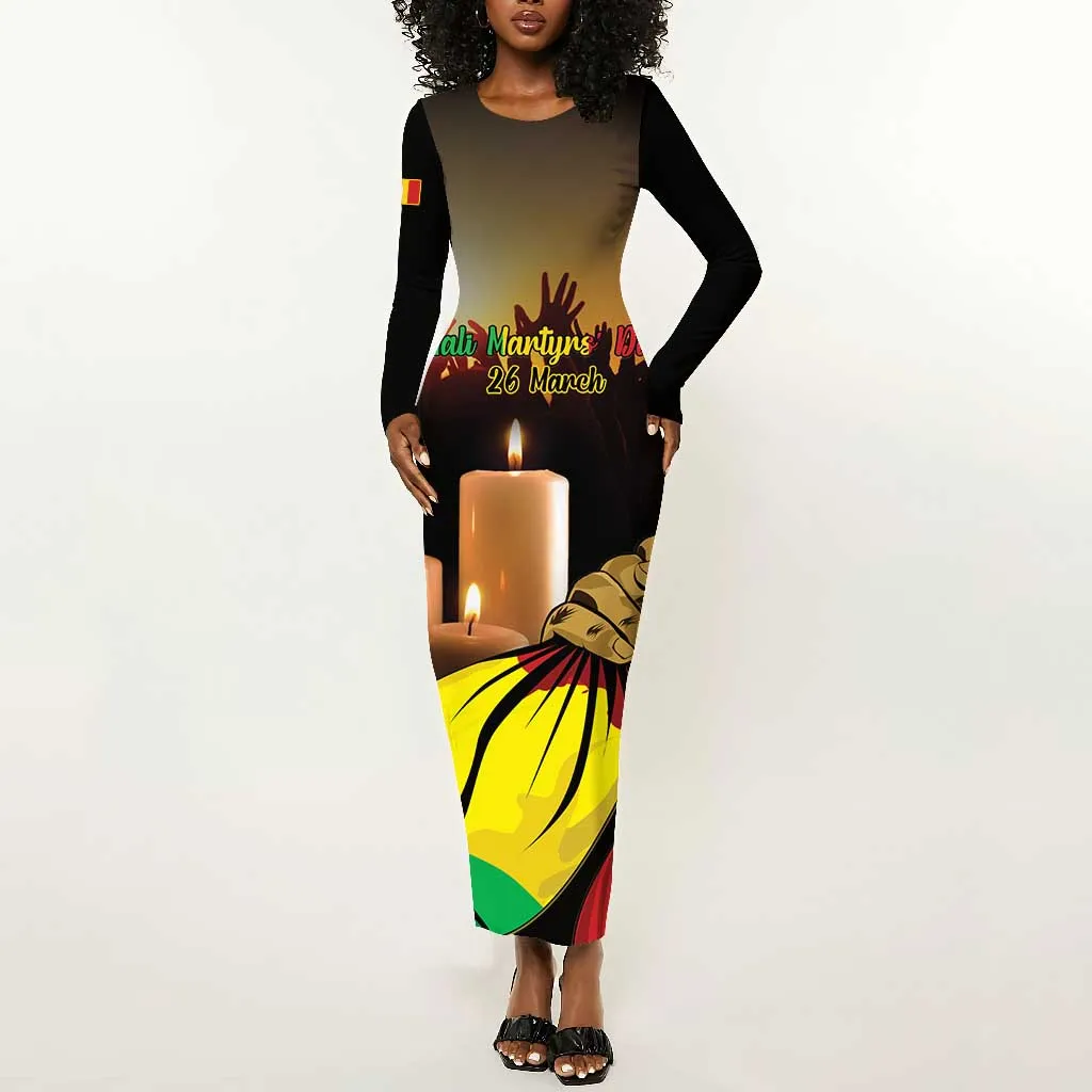Personalised Proud Mali Martyrs Day In Memory Long Sleeve Bodycon Dress LT15