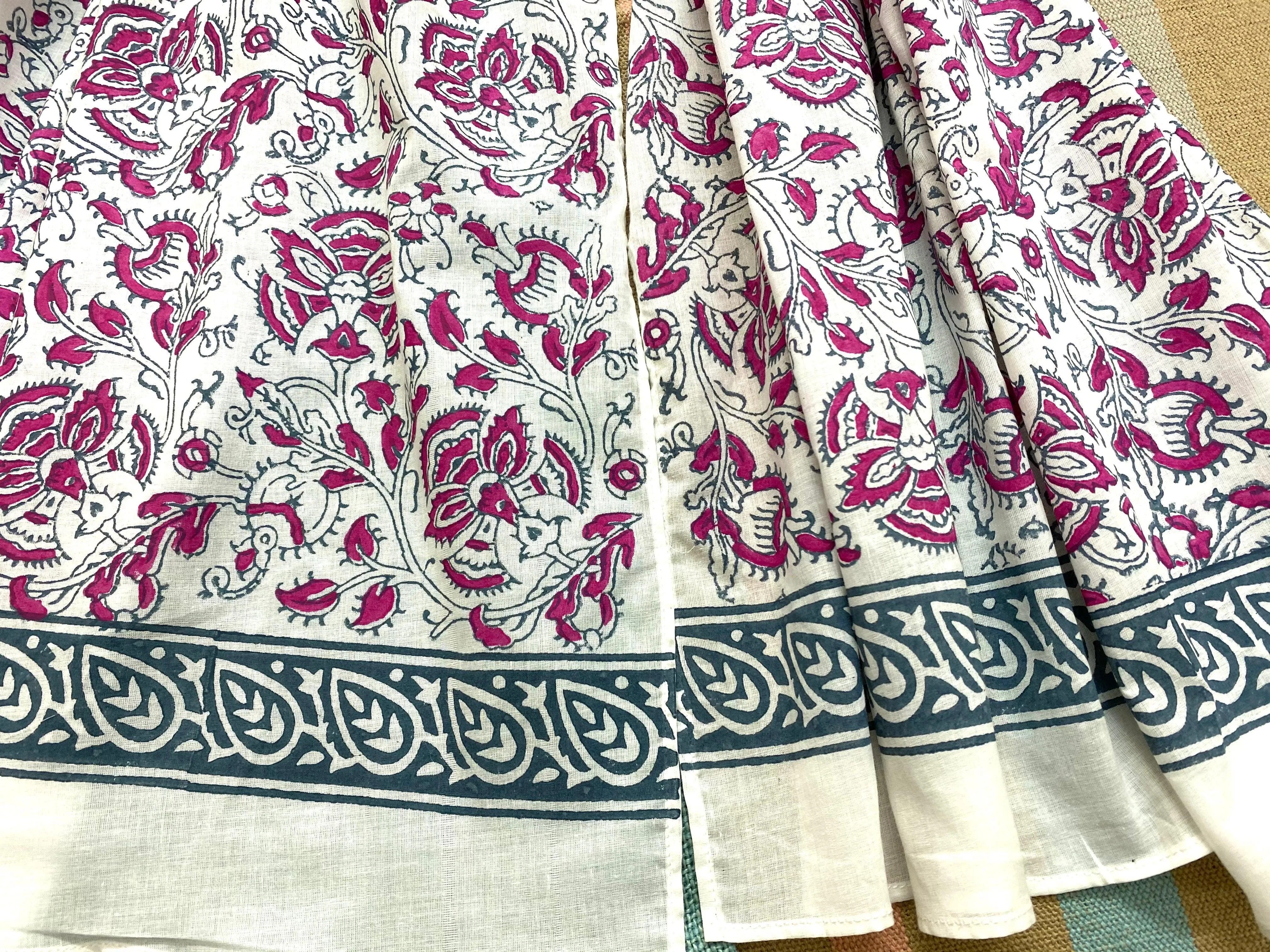 Pink & Grey Kalamkari Block Printed Voile Cotton Scarf