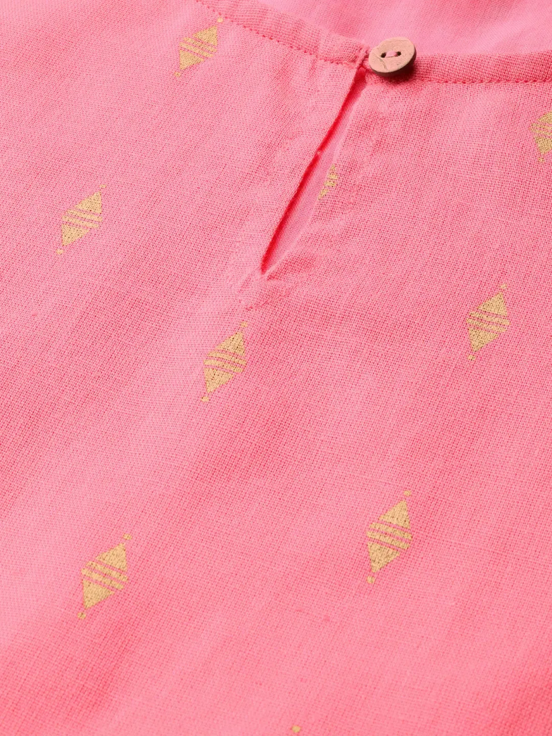 Pink Foil Print Peplum Top