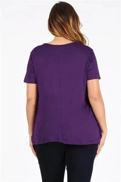 Plus Size Cross Draped V-Neck Top Plum - Pack of 6
