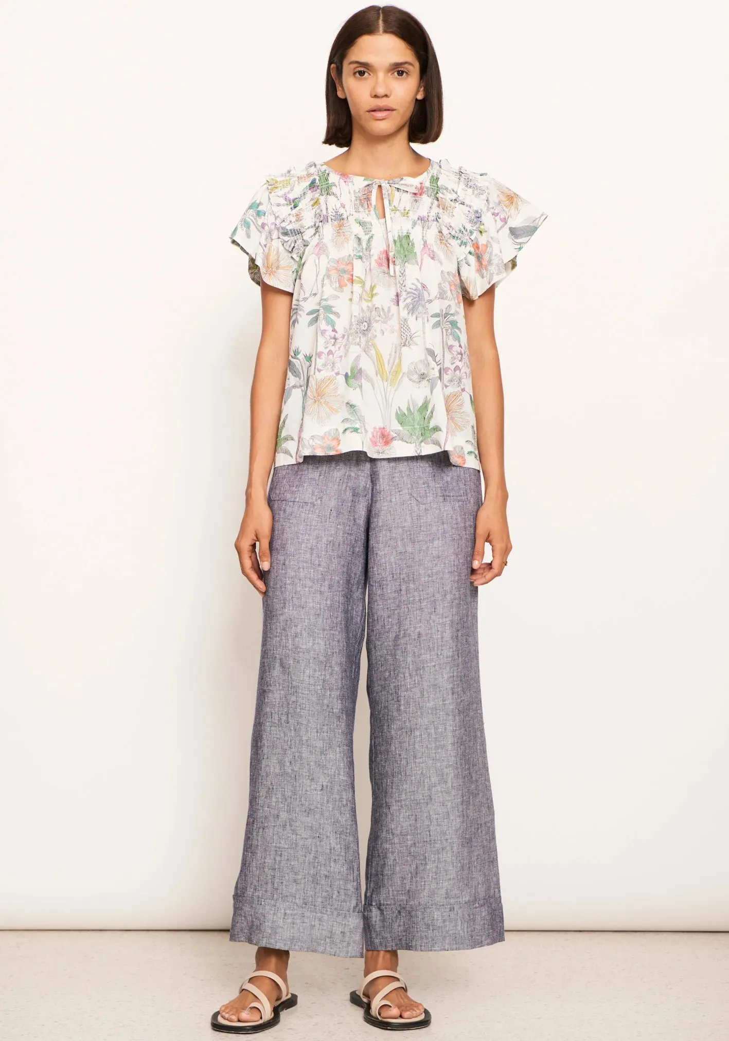 Pol Clothing - Nastro Ruffle Top - Nastro Print
