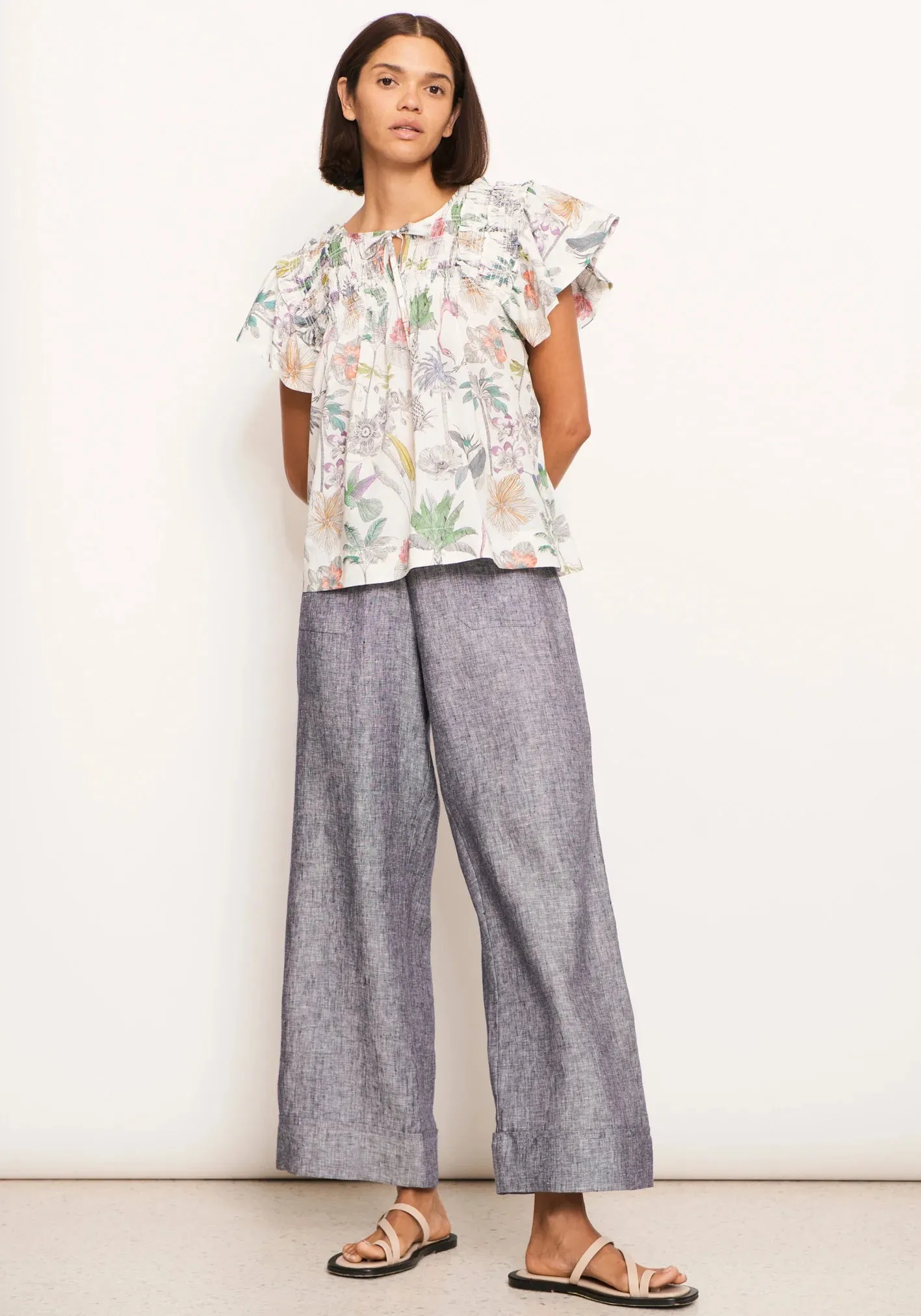 Pol Clothing - Nastro Ruffle Top - Nastro Print