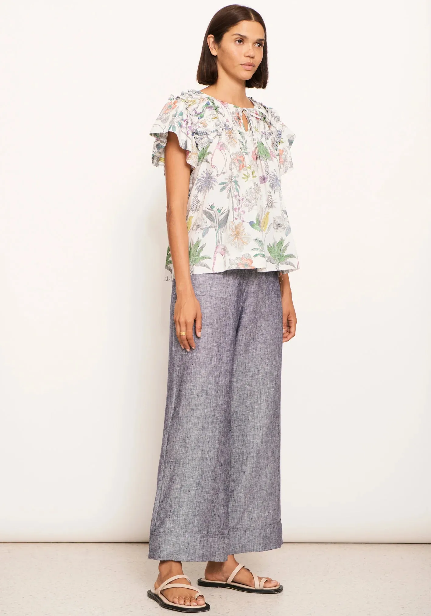 Pol Clothing - Nastro Ruffle Top - Nastro Print