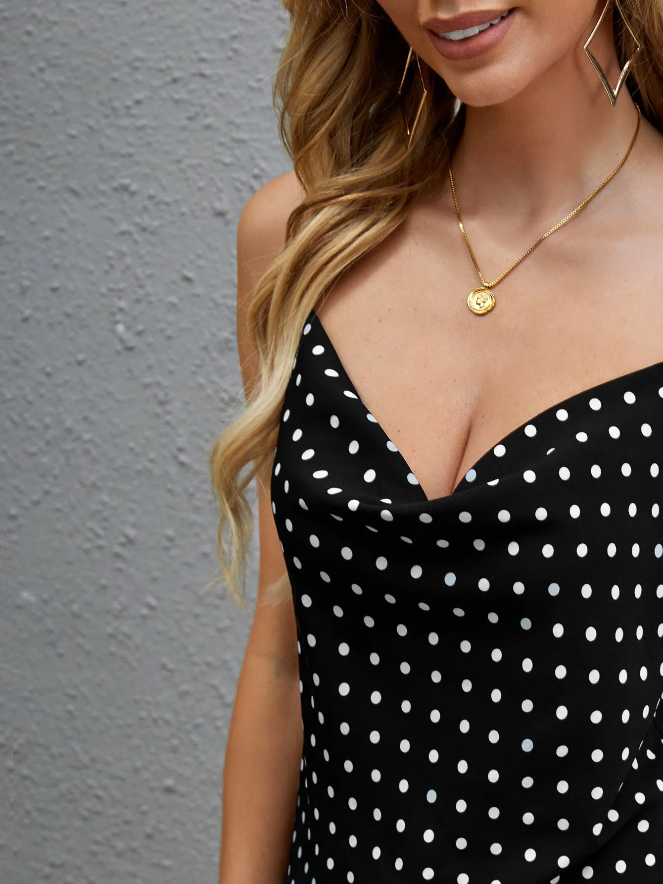 Polka Dot Draped Cami Top