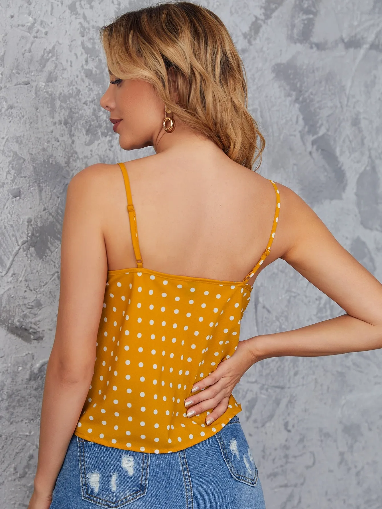Polka Dot Draped Cami Top