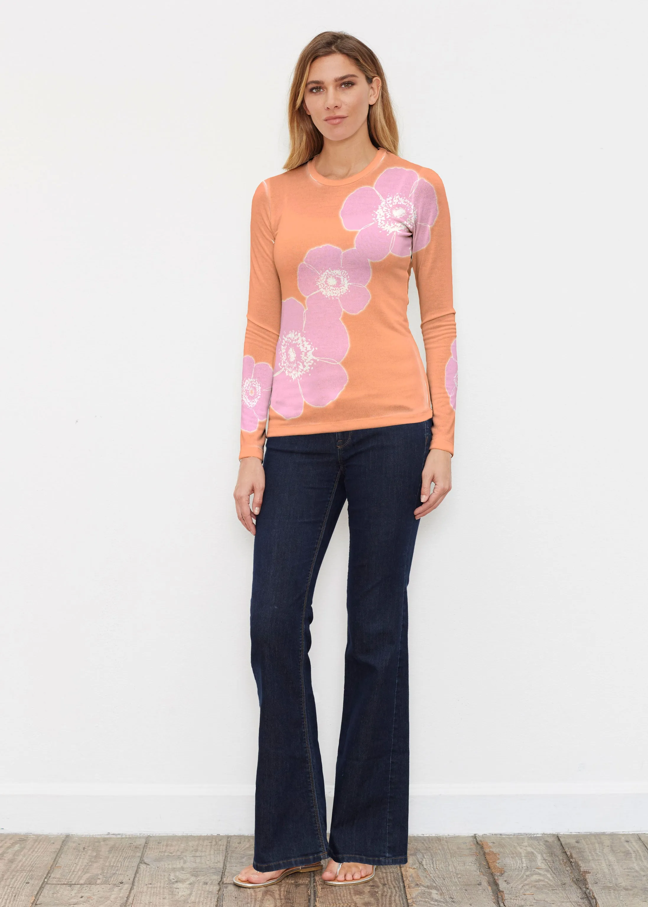 Poppy Orange-Pink (7108) ~ Butterknit Long Sleeve Crew Top